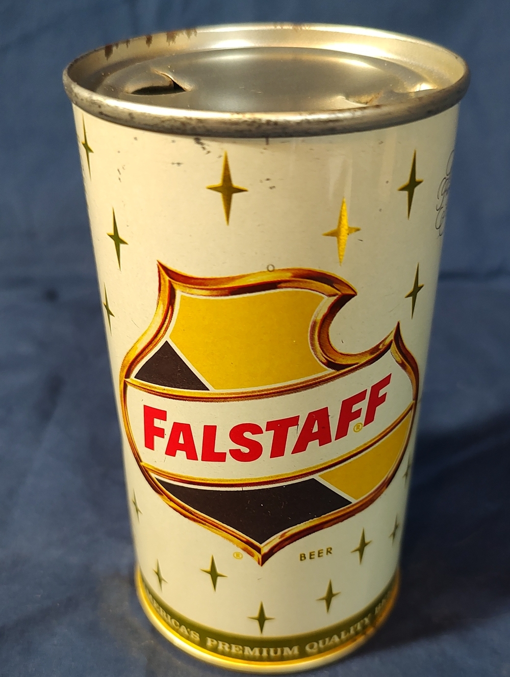 Vintage Falstaff Beer Flat Top 12 oz Steel Can 1950s Collectible